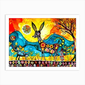 Outback Animals 2 - Motif Batik Deer Art Print