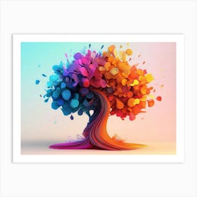 3d Abstraction Artwork, Color Tree on Bright Background 1 Art Print