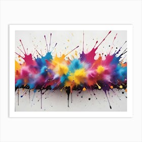 Abstract Image Of Colorful Paint Splatters, Creating A Vibrant And Dynamic Explosion Of Color Art Print