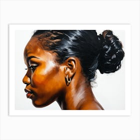 Side Profile Of Beautiful Woman Oil Painting 132 Art Print