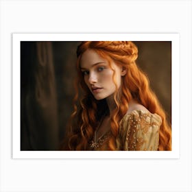 Young Woman With Long Red Hair Art Print