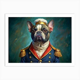 French Bulldog In A Military Uniform Art Print