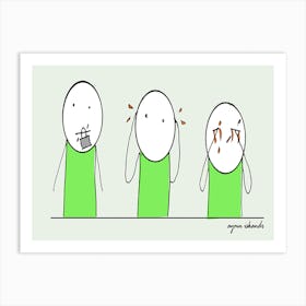 the three monkeys Art Print