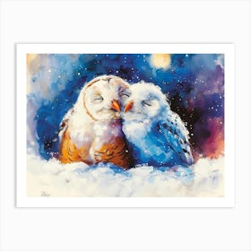Snowy-Owls in the Polar Nights Art Print