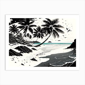 Black And White  Of Palm Trees 1 Art Print