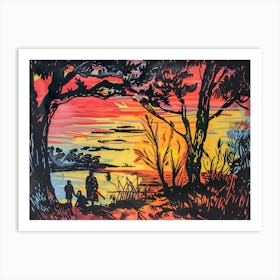 Sunset By The Lake Art Print