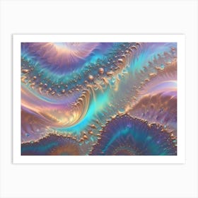 Abstract Image Of Swirling, Fluid Colors In Shades Of Purple, Teal, And Gold Art Print