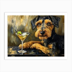 Airedale Welshie At The Bar 6 Art Print