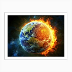 Earth On Fire In Space 1 Art Print