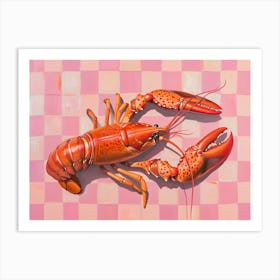 Lobster Pink Checkerboard 1 Art Print