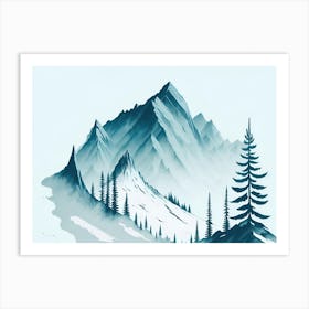 Mountain And Forest In Minimalist Watercolor Horizontal Composition 283 Art Print