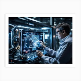 Man Working On Computer 1 Art Print