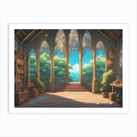 Library in a Castle Art Print