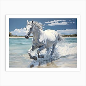 A Horse Oil Painting In Grace Bay Beach Turks And Caicos Islands, Landscape 2 Art Print