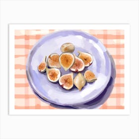 A Plate Of Figs, Top View Food Illustration, Landscape 1 Art Print