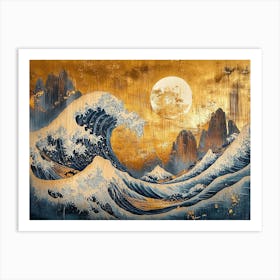 Golden Wave Mountain Art Print