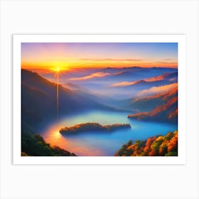 Sunset In The Mountains 72 Art Print