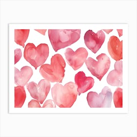 Watercolor Hearts Art Print