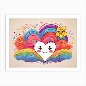 Heart With Rainbows Art Print