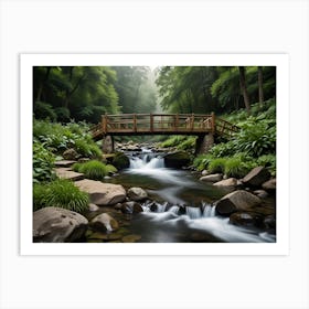 Leonardo Lightning Xl A Photo Of A Small Wooden Bridge Over A 0 Art Print