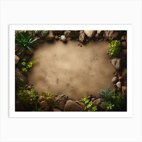 Frame With Plants And Rocks 2 Art Print