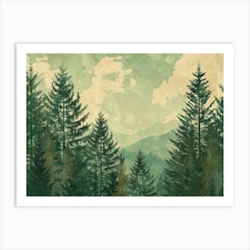 Retro Landscape Illustration 6 Art Print