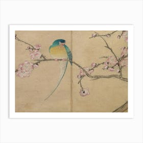 Bird Perched On A Cherry Blossom 1 Art Print