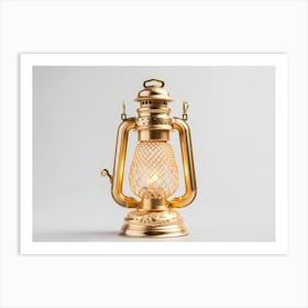 Lantern Vintage Light Lamp Old Fashioned Antique Golden Glass Metal Shiny Art Print