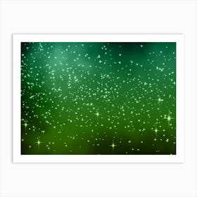 Dark Green Shades Shining Star Background Art Print