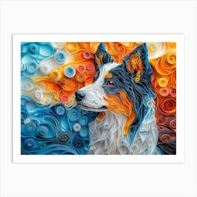 Australian Shepherd Paper Quilling Dog Portrait Art Print