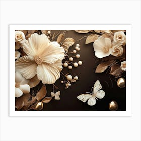 Flowers On A Black Background 5 Art Print