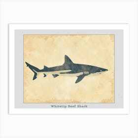 Whitetip Reef Shark Shark Silhouette 6 Poster Art Print