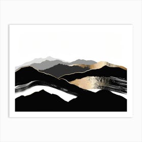 Black And Gold Mountains 3 Art Print