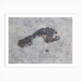Wet Foot Print On A Rough Grungy Surface 1 Art Print