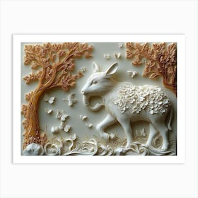 White Elephant In A Forest Art Print