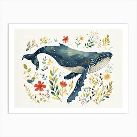 Little Floral Humpback Whale 2 Art Print