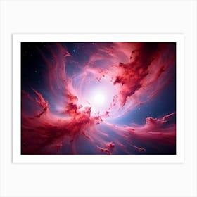 Abstract Celestial Scene Capturing A Nebula Explosion In The Pink And Red Hues Of A Distant Galaxy (7) Art Print