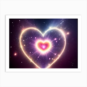 A Colorful Glowing Heart On A Dark Background Horizontal Composition 21 Art Print