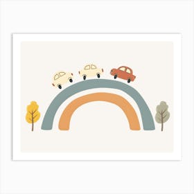 Rainbow Cars Kids and Nursery Art Print