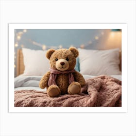 Teddy Bear On Bed 3 Art Print