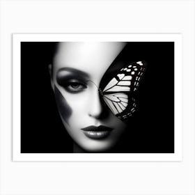 Monochromatic Butterfly Face Art Print