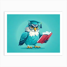 Owl Reading A Book Art Print