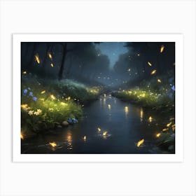 Fireflies In The Forest 1 Art Print