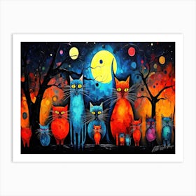 Cats Of The Cosmos - Cats Nocturnal 1 Art Print