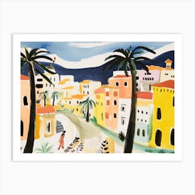 Naples Italy Cute Watercolour Illustration 1 Art Print