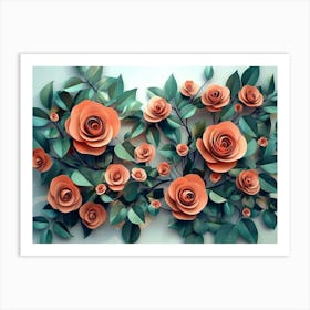 Roses Surrounded by Leaves and Flowers 1 Art Print