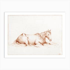 Horse Lying In The Grass, Jean Bernard Art Print