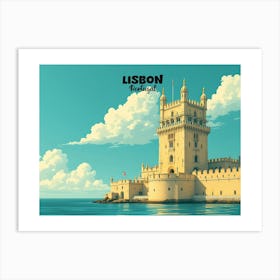 Lisbon Portugal Vintage Travel V 04 Art Print