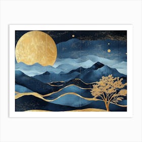 Moonlight In The Mountains Art Print