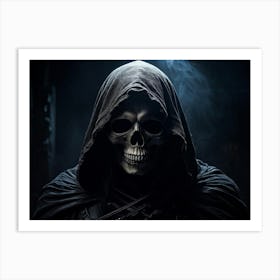 Grim Reaper Skull Pitch Black Hollow Eye Sockets Swallowing The Light A Faint Glow Emanating From (5) Art Print